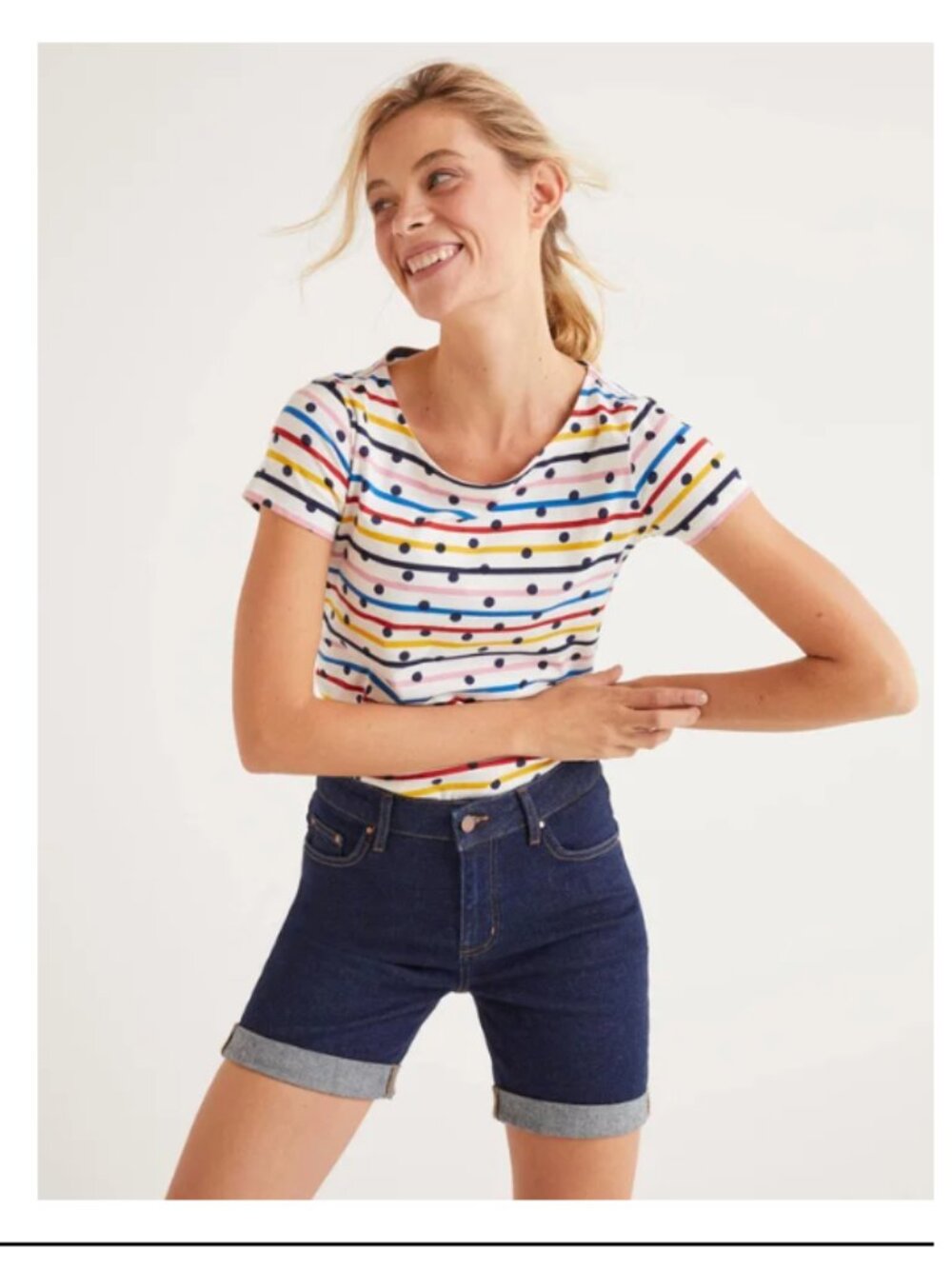 Boden Denim Jean Shorts 6" Inseam Women's 6 Dark Wash Cuffed